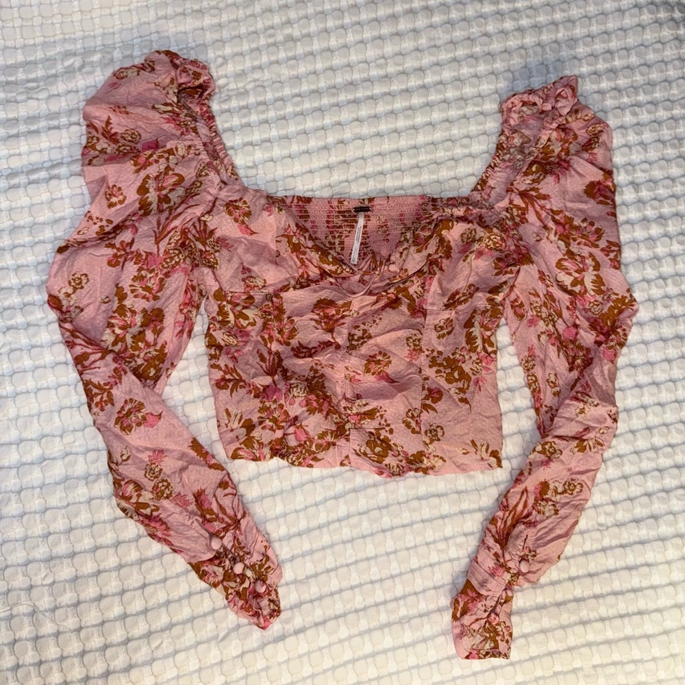 Free People Pink Floral Blouse